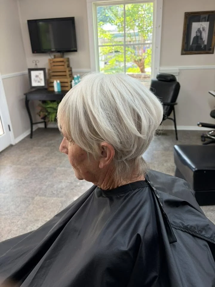 Silver hairstyle side view